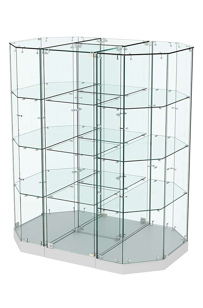 Стеклянная островная низкая с цоколем витрина Хит Продаж №835-О-450 Серый