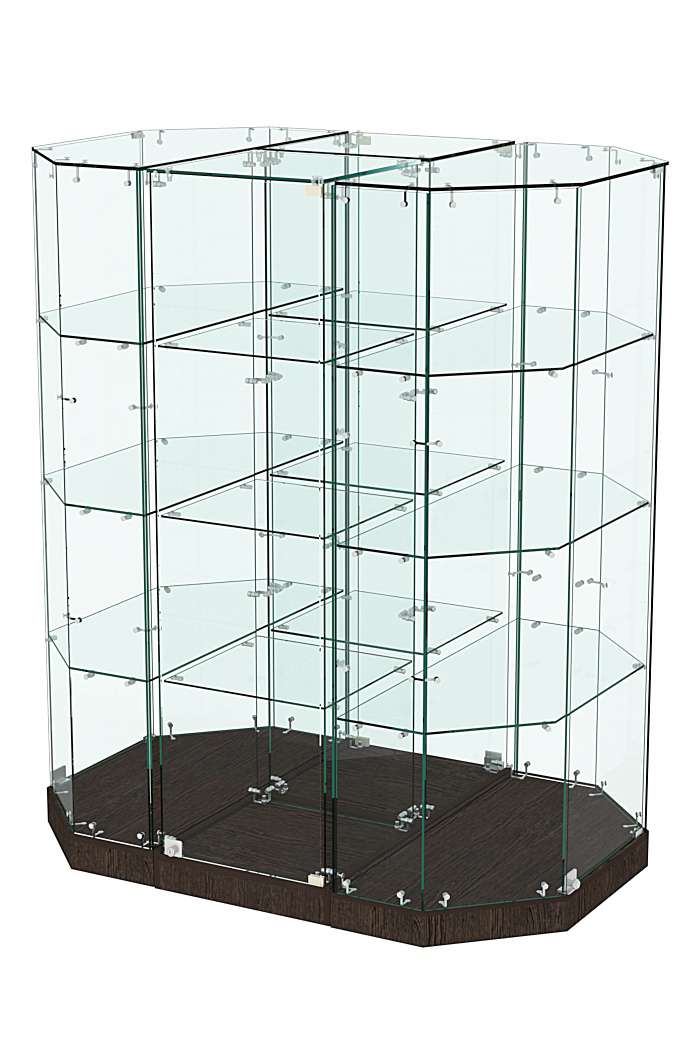 Стеклянная островная низкая с цоколем витрина Хит Продаж №835-О-450 Дуб Венге