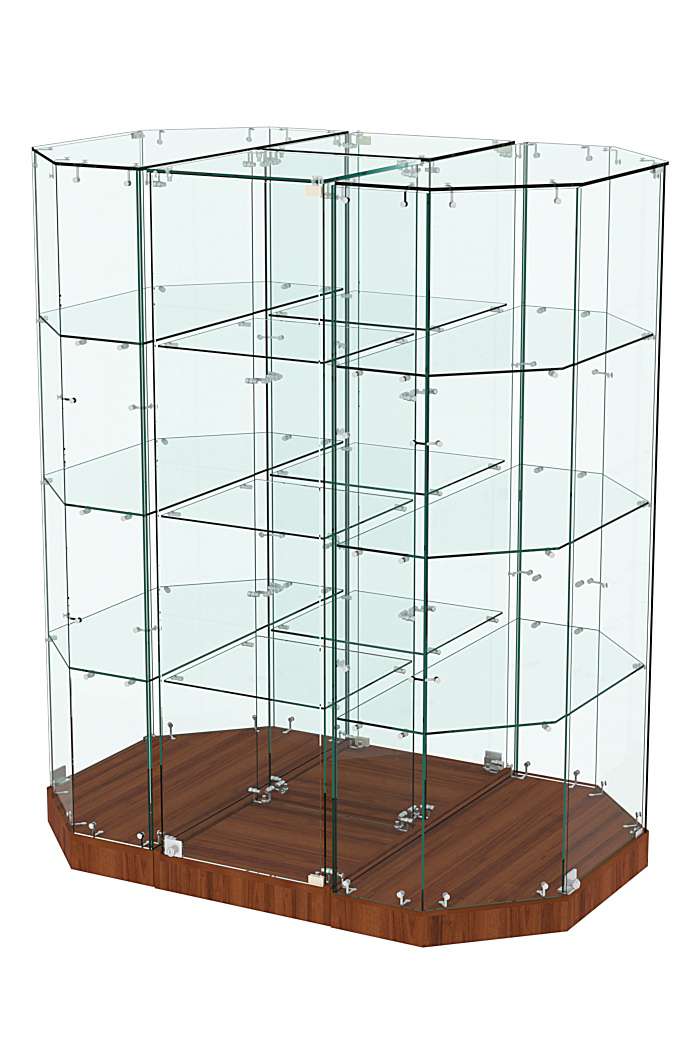 Стеклянная островная низкая с цоколем витрина Хит Продаж №835-О-450 Орех