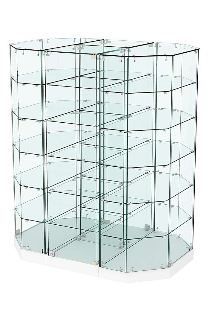 Стеклянная островная низкая с прозрачным верхом витрина Хит Продаж №855-О-450 Белый