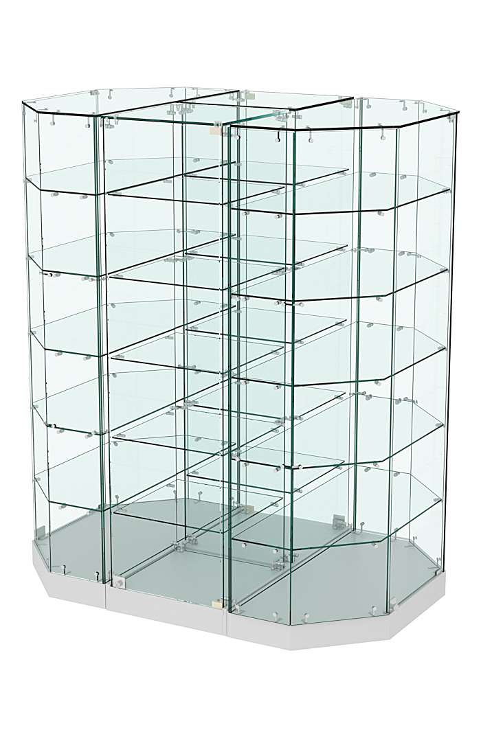 Стеклянная островная низкая с прозрачным верхом витрина Хит Продаж №855-О-450 Серый