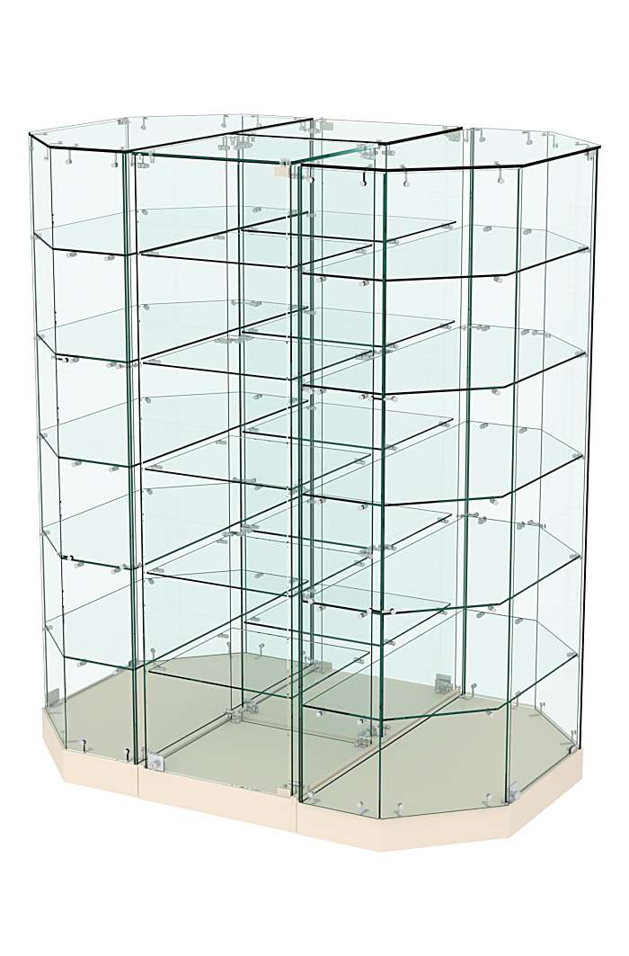 Стеклянная островная низкая с прозрачным верхом витрина Хит Продаж №855-О-450 Крем Вайс