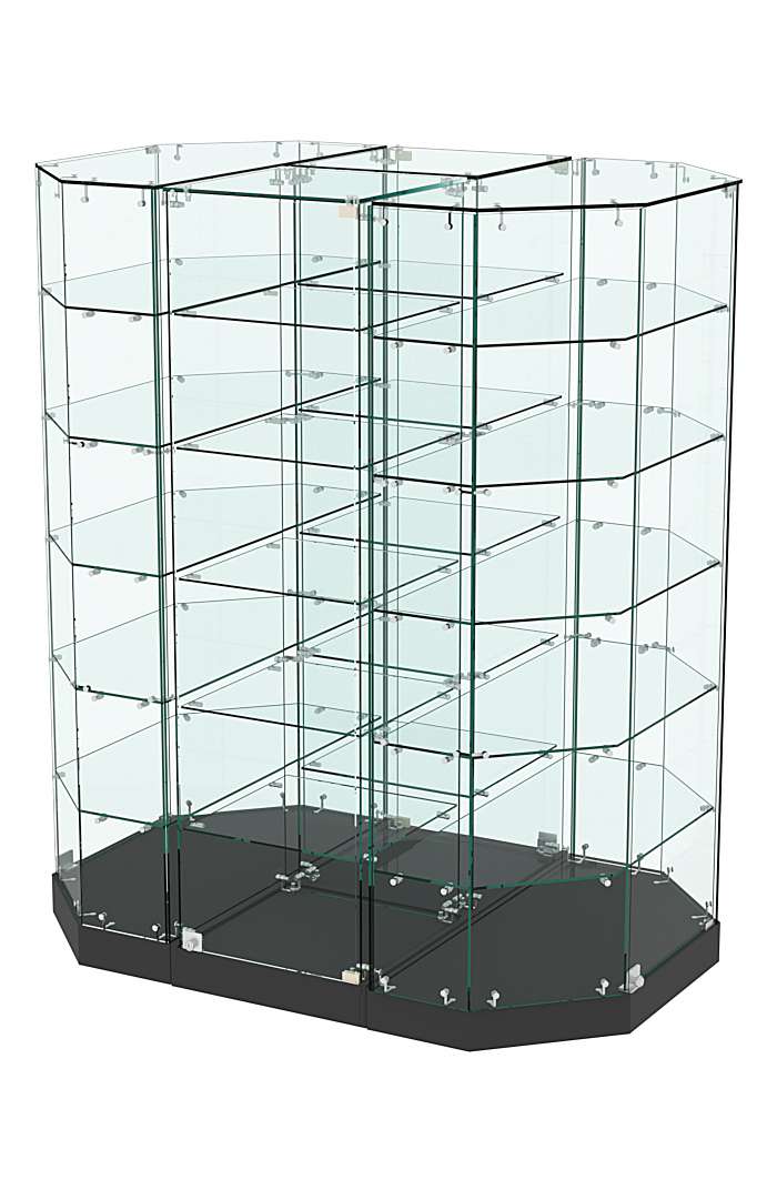 Стеклянная островная низкая с прозрачным верхом витрина Хит Продаж №855-О-450 Черный