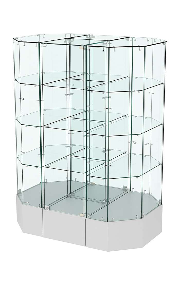 Стеклянная островная низкая прозрачная витрина серии Истра №809-О-450 Серый