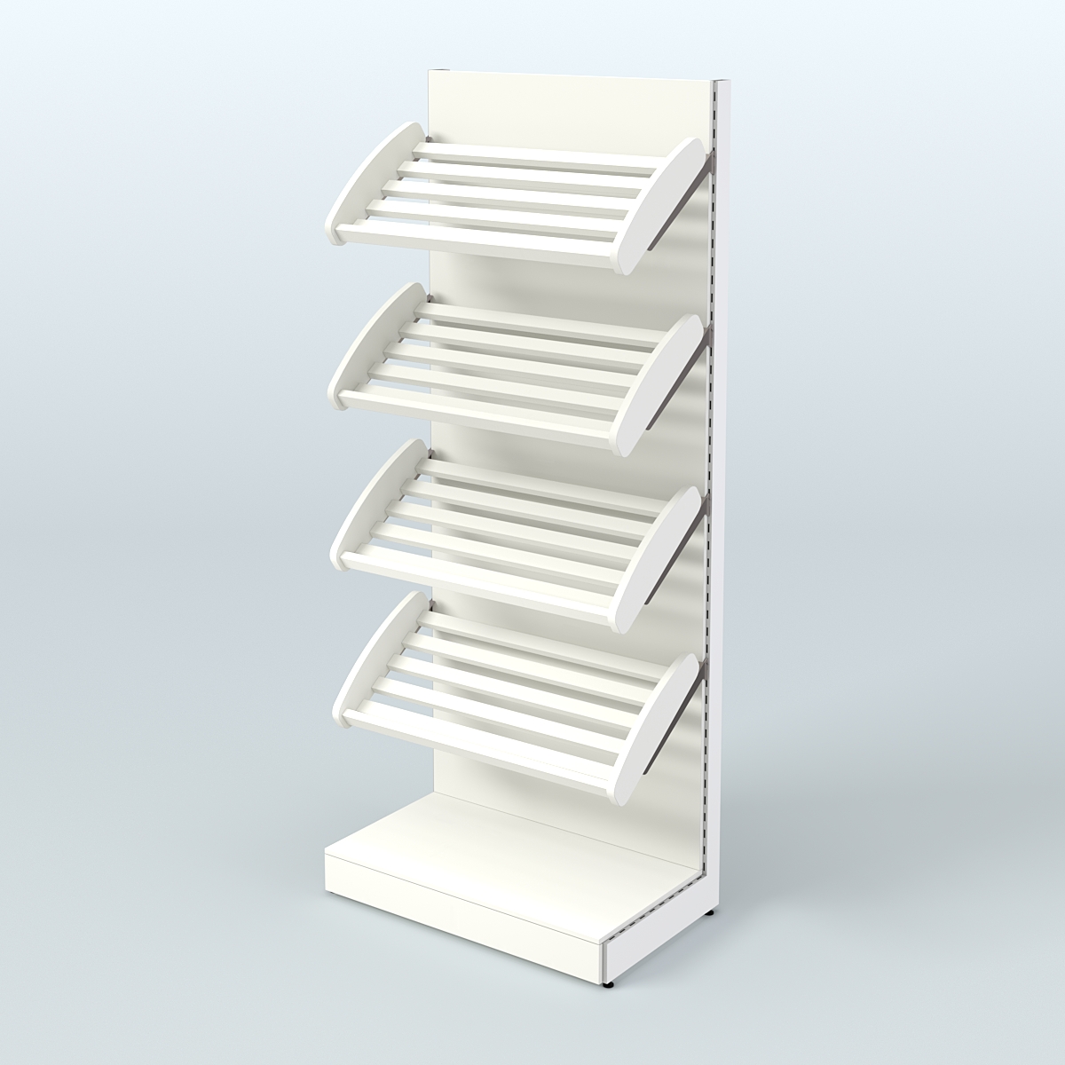 Торговый стеллаж широкий для продажи хлеба и выпечки с полками - корзинами СХ-1 Белый