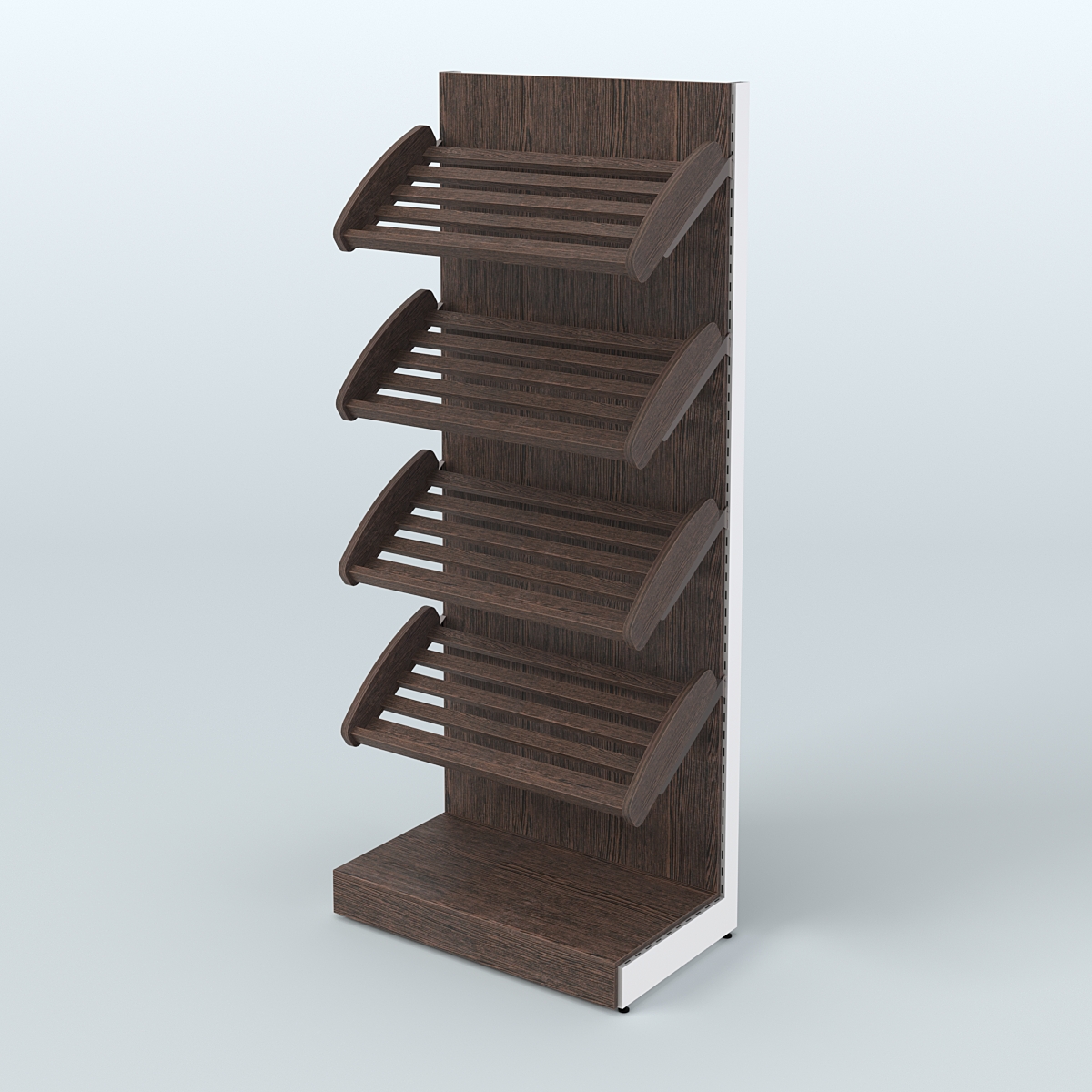 Торговый стеллаж широкий для продажи хлеба и выпечки с полками - корзинами СХ-1 Дуб Венге