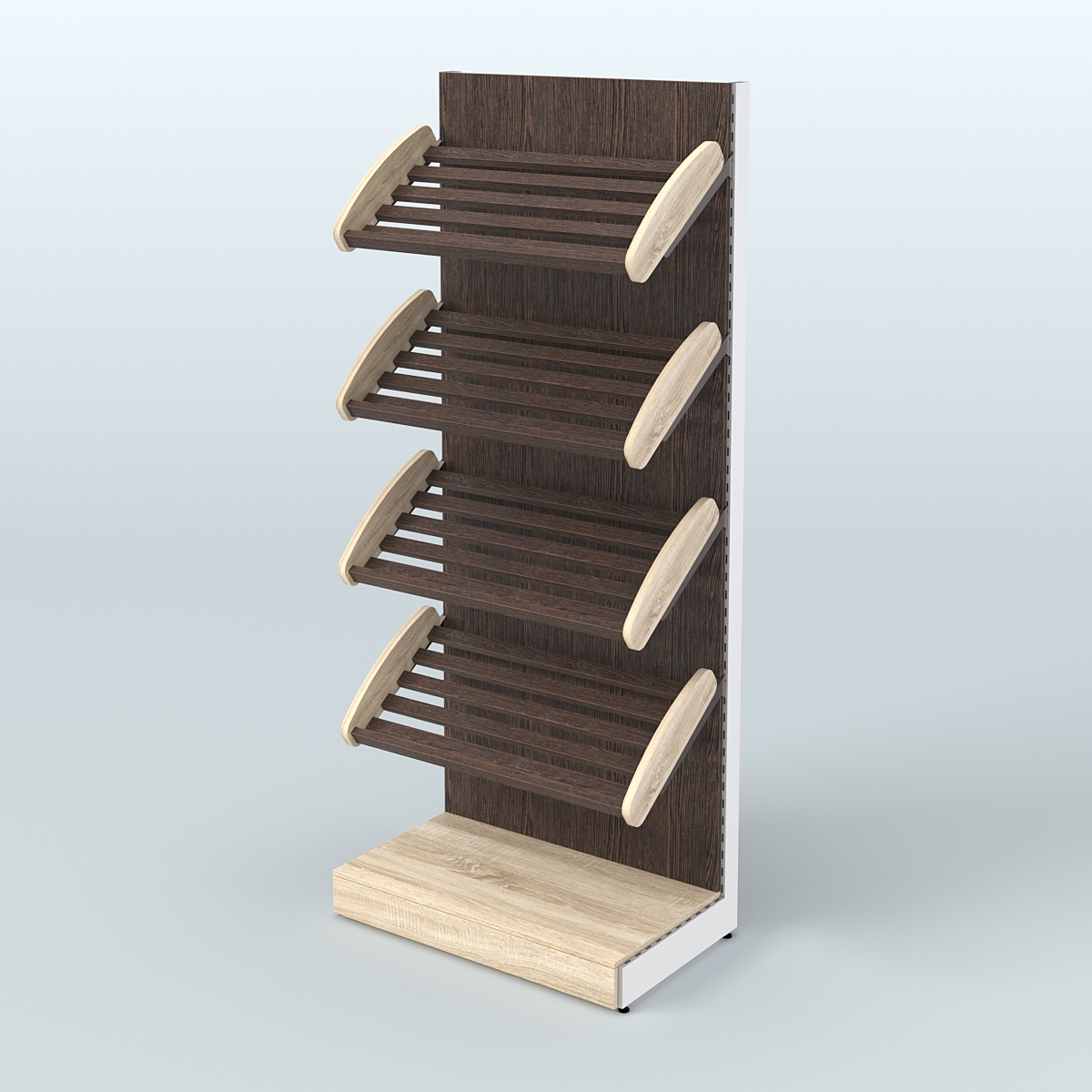 Торговый стеллаж широкий для продажи хлеба и выпечки с полками - корзинами СХ-1 Дуб Сонома + Дуб Венге