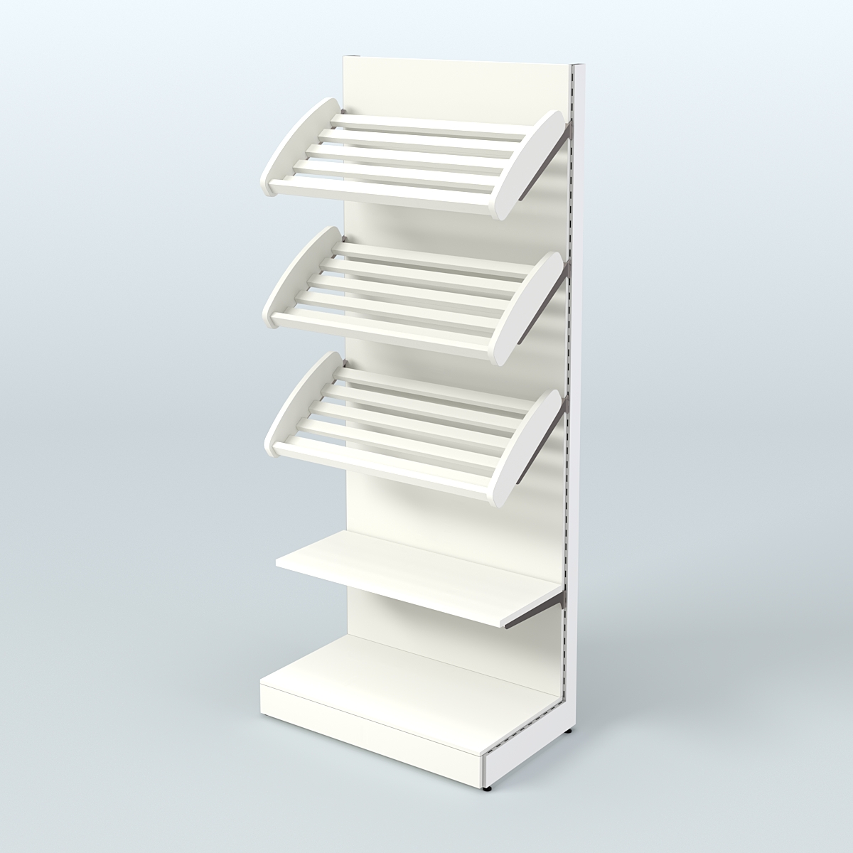 Торговый стеллаж с прямой полкой для продажи хлеба и выпечки с полками - корзинами СХ-3 Белый