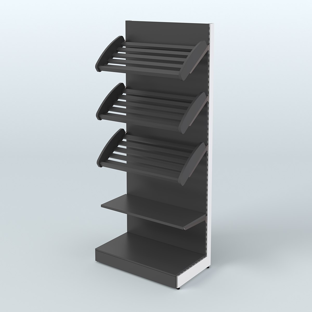 Торговый стеллаж с прямой полкой для продажи хлеба и выпечки с полками - корзинами СХ-3 Черный