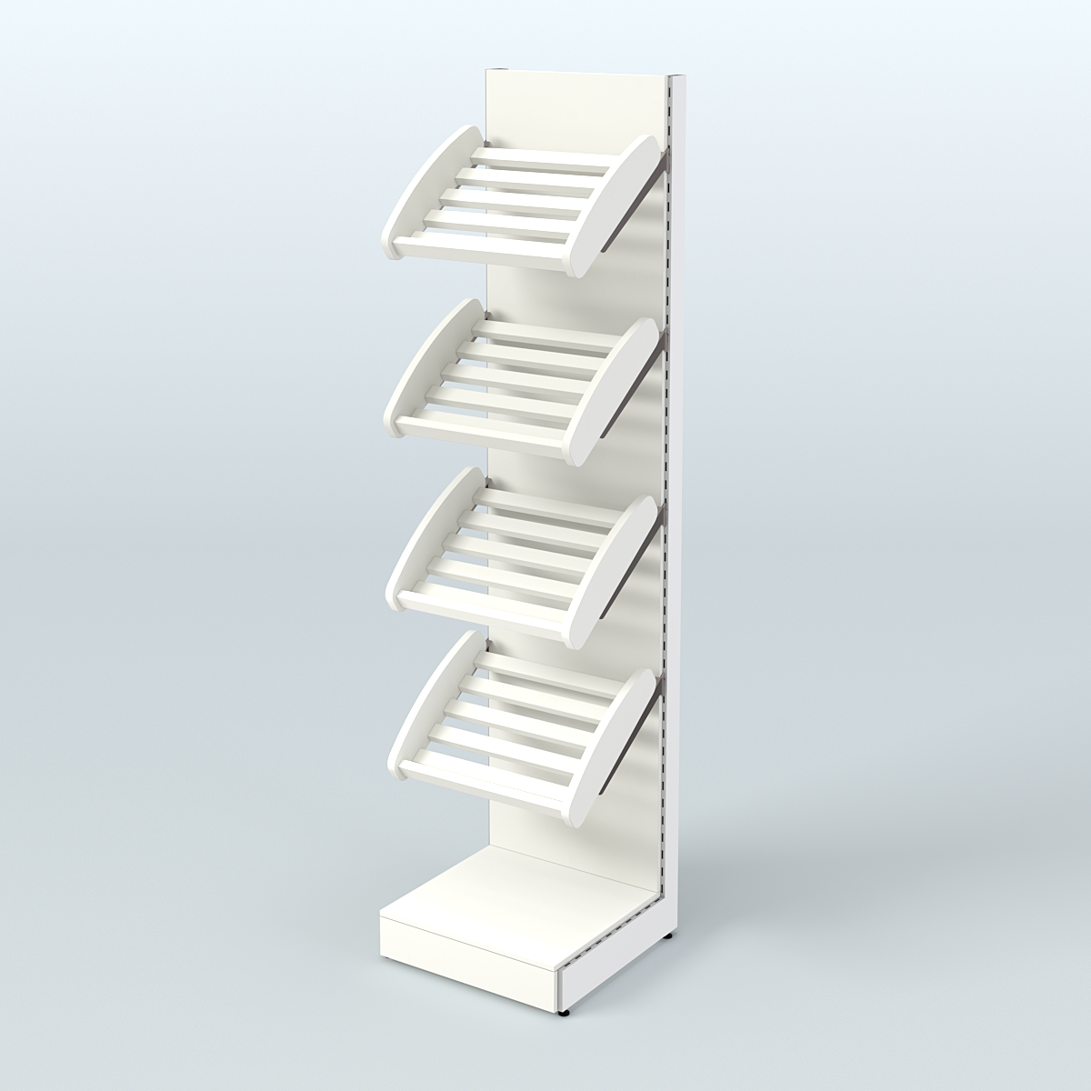 Торговый стеллаж узкий для продажи хлеба и выпечки с полками - корзинами СХ-4 Белый