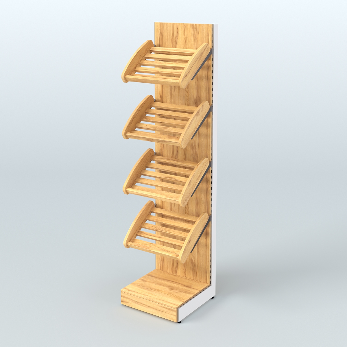 Торговый стеллаж узкий для продажи хлеба и выпечки с полками - корзинами СХ-4 Дуб Золотистый