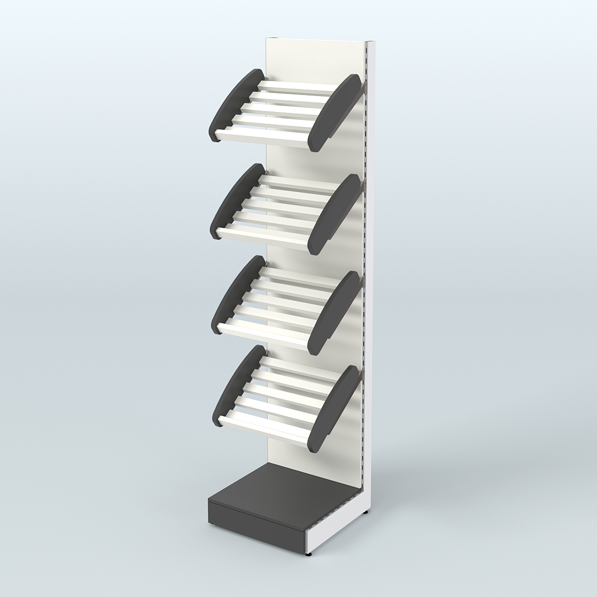 Торговый стеллаж узкий для продажи хлеба и выпечки с полками - корзинами СХ-4 Черный и Белый