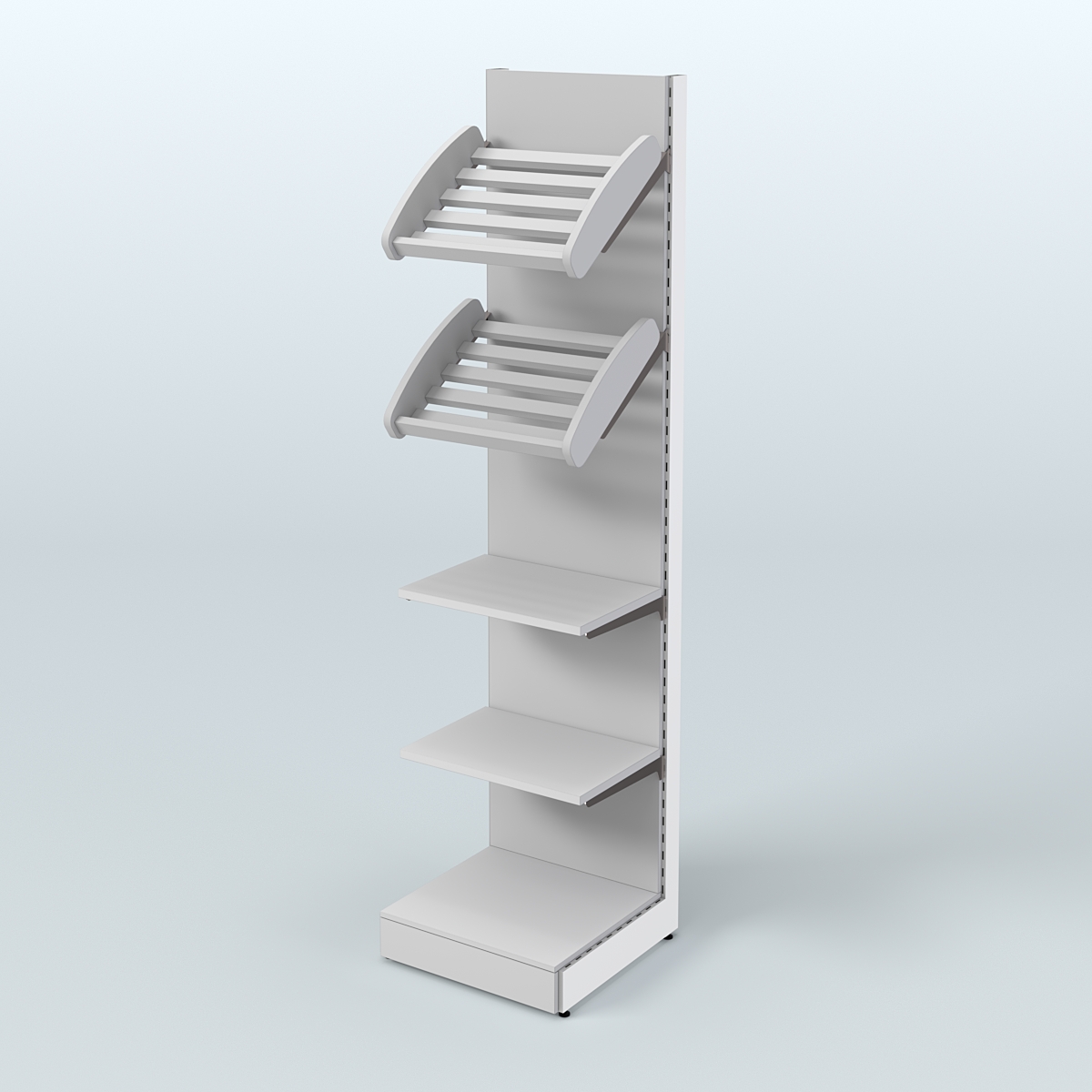 Торговый стеллаж малый для продажи хлеба и выпечки с полками - корзинами СХ-5 Серый