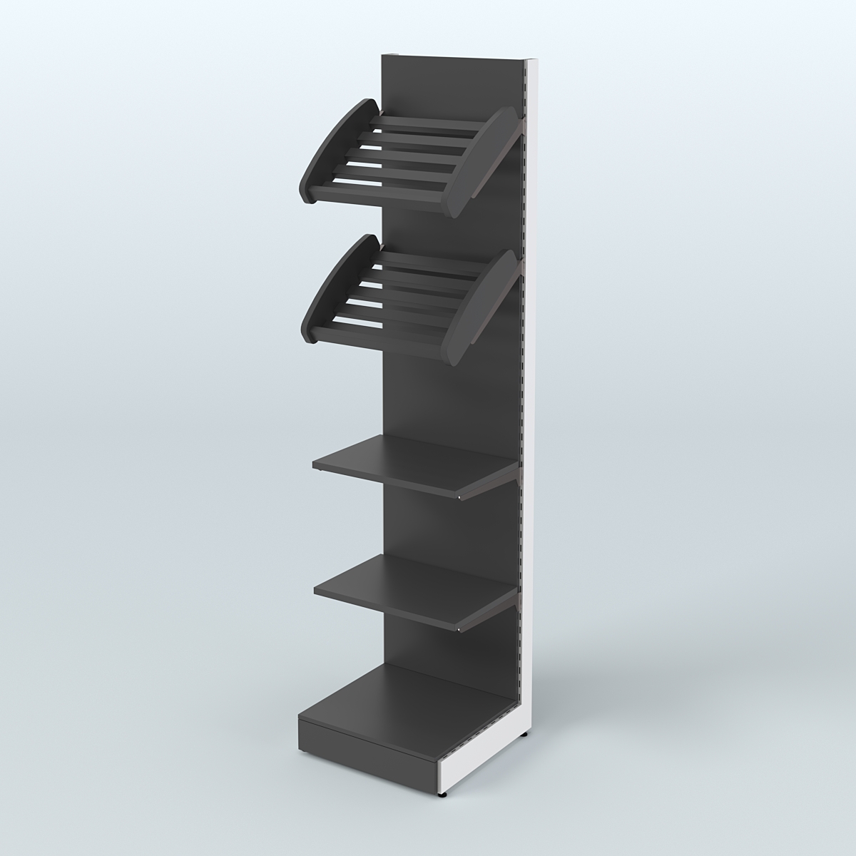 Торговый стеллаж малый для продажи хлеба и выпечки с полками - корзинами СХ-5 Черный