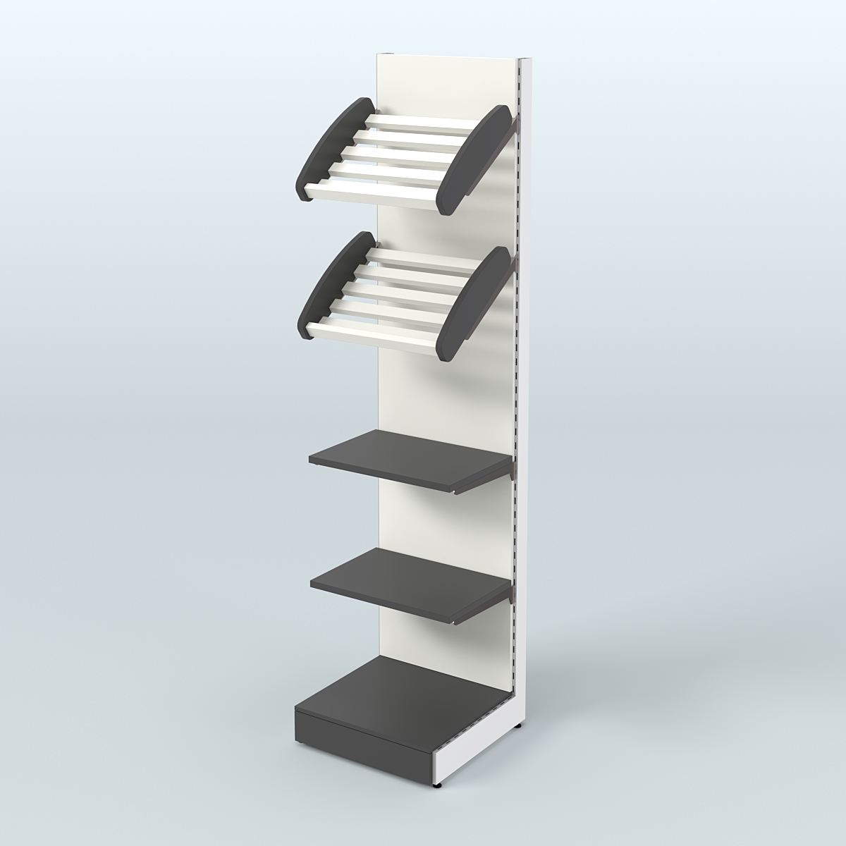 Торговый стеллаж малый для продажи хлеба и выпечки с полками - корзинами СХ-5 Черный и Белый
