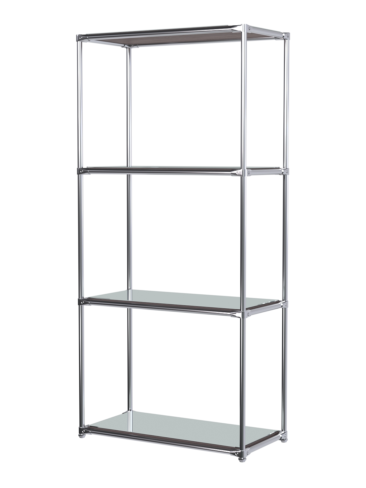 Хромированный стеллаж СТИЛЬ №1а-4 высокий зеркальный Ясень Анкор темный - U31105