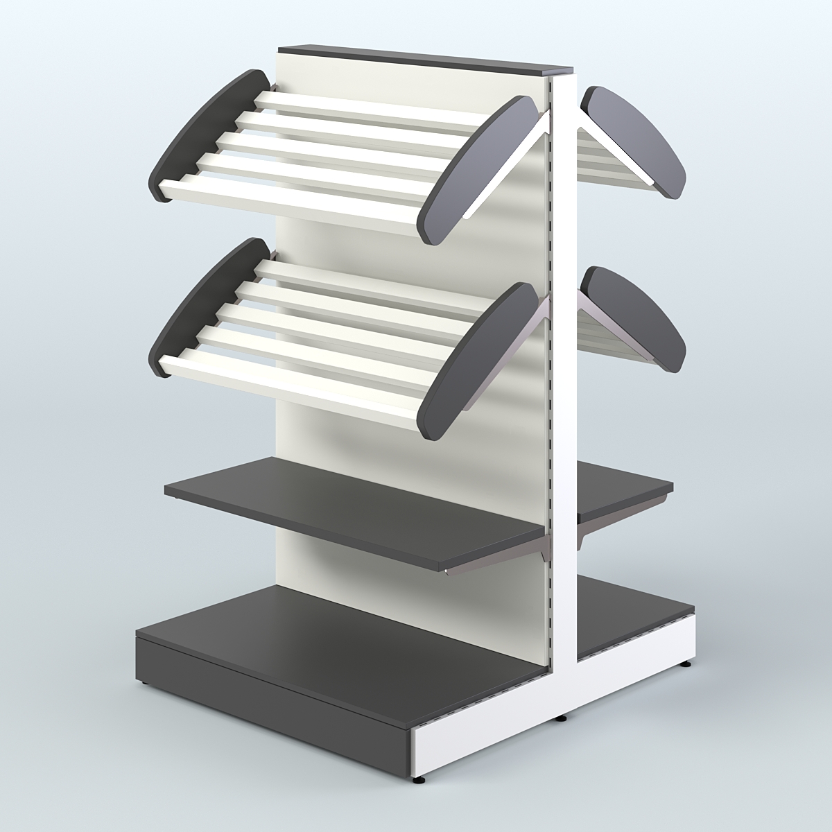 Островной низкий стеллаж для хлеба и выпечки Феникс №2 Черный и Белый