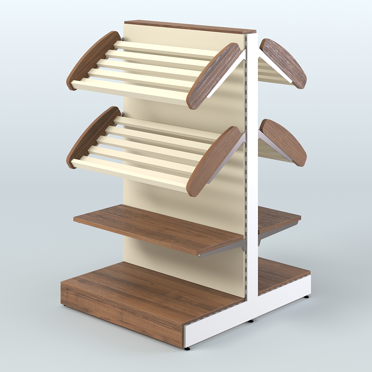 Островной низкий стеллаж для хлеба и выпечки Феникс №2 Орех + Крем Вайс