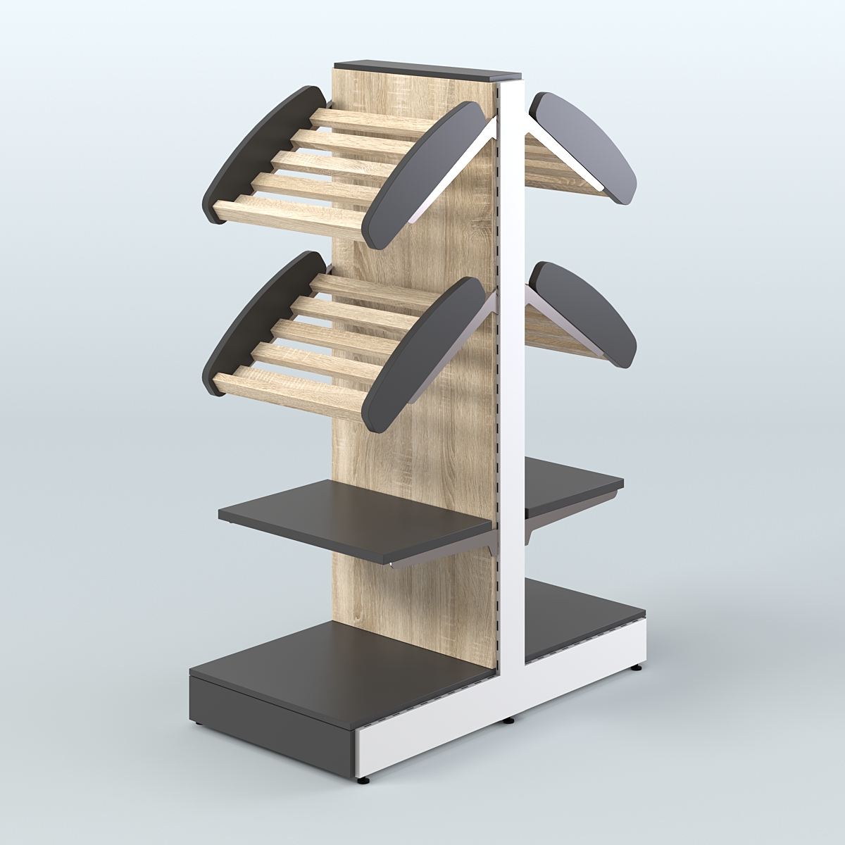 Островной низкий стеллаж для хлеба и выпечки Феникс №7 Черный + Дуб Сонома