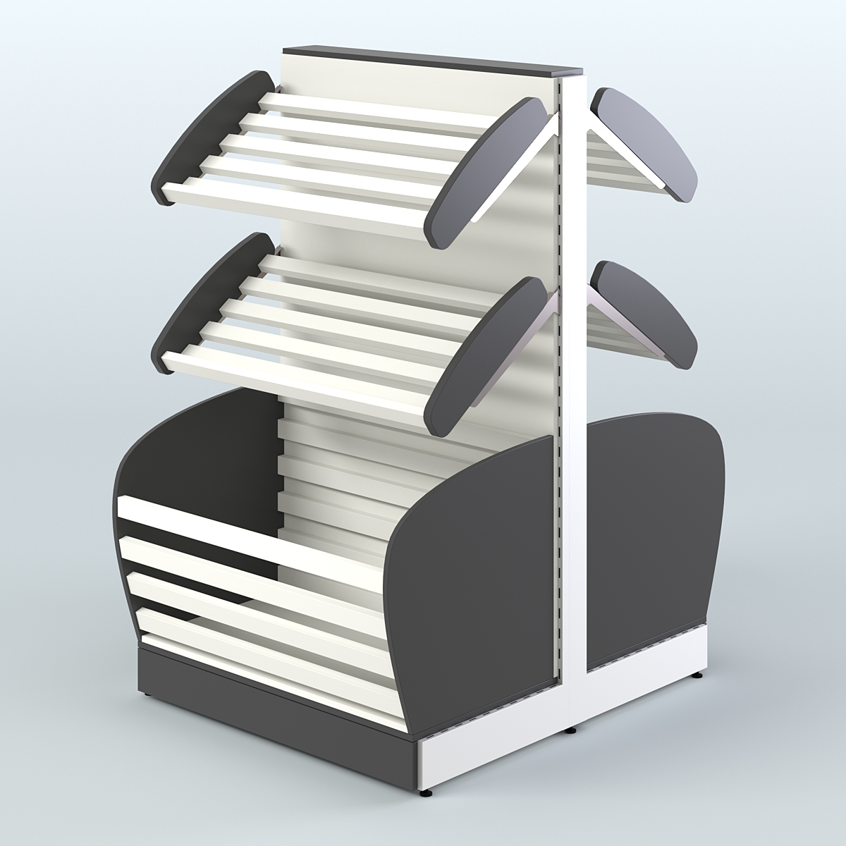 Островной низкий стеллаж для хлеба и выпечки Феникс №4 Черный и Белый