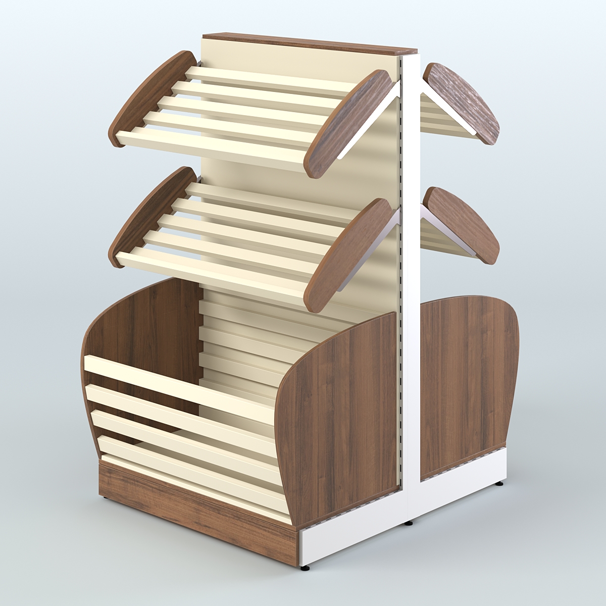 Островной низкий стеллаж для хлеба и выпечки Феникс №4 Орех + Крем Вайс