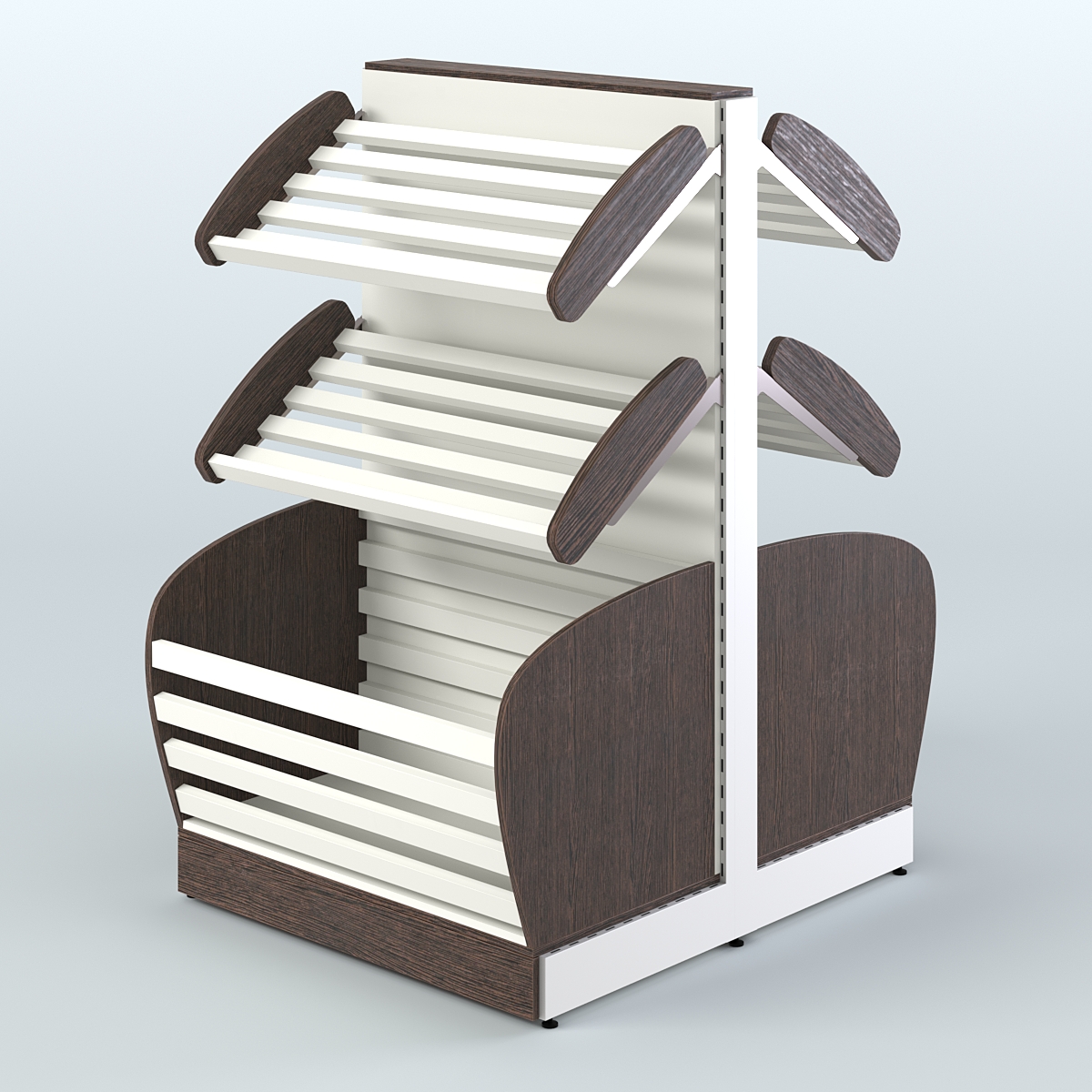 Островной низкий стеллаж для хлеба и выпечки Феникс №4 Дуб Венге + Белый