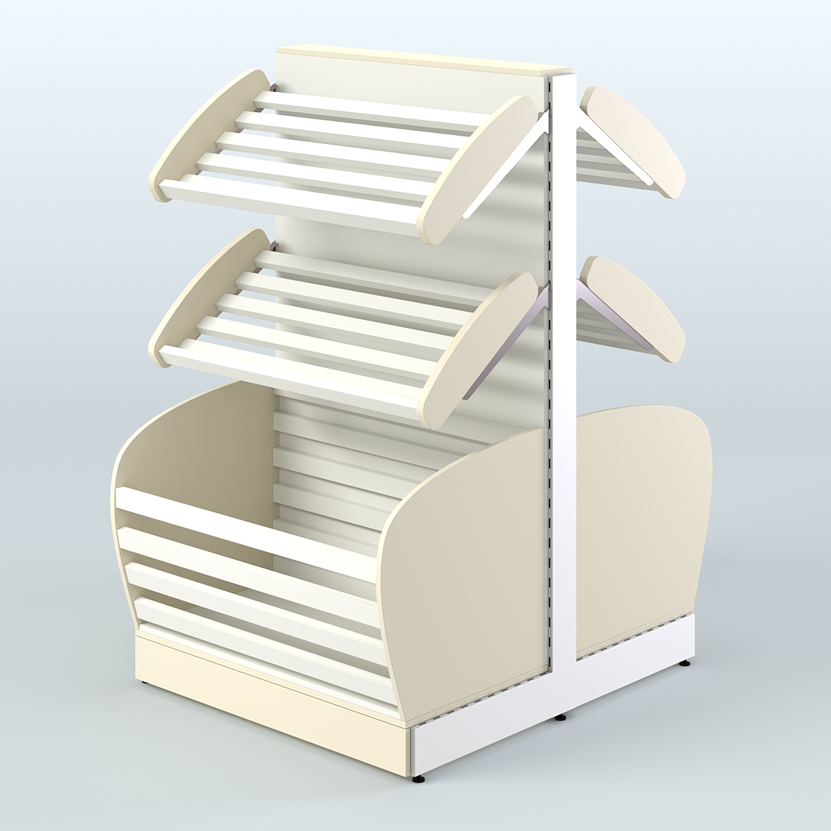 Островной низкий стеллаж для хлеба и выпечки Феникс №4 Крем Вайс + Белый