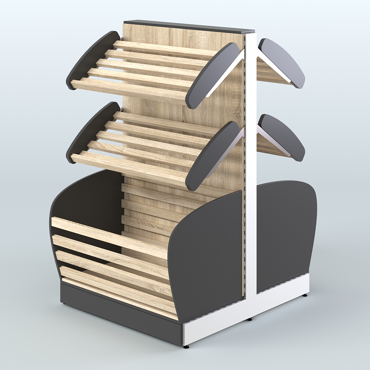 Островной низкий стеллаж для хлеба и выпечки Феникс №4 Черный + Дуб Сонома