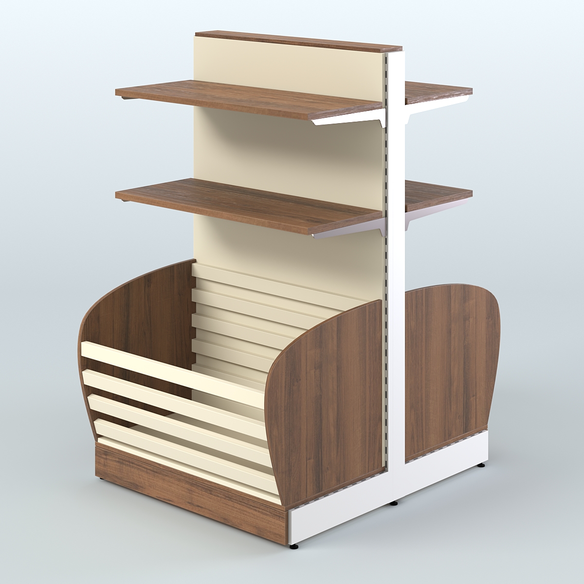 Островной низкий стеллаж для хлеба и выпечки Феникс №6 Орех + Крем Вайс