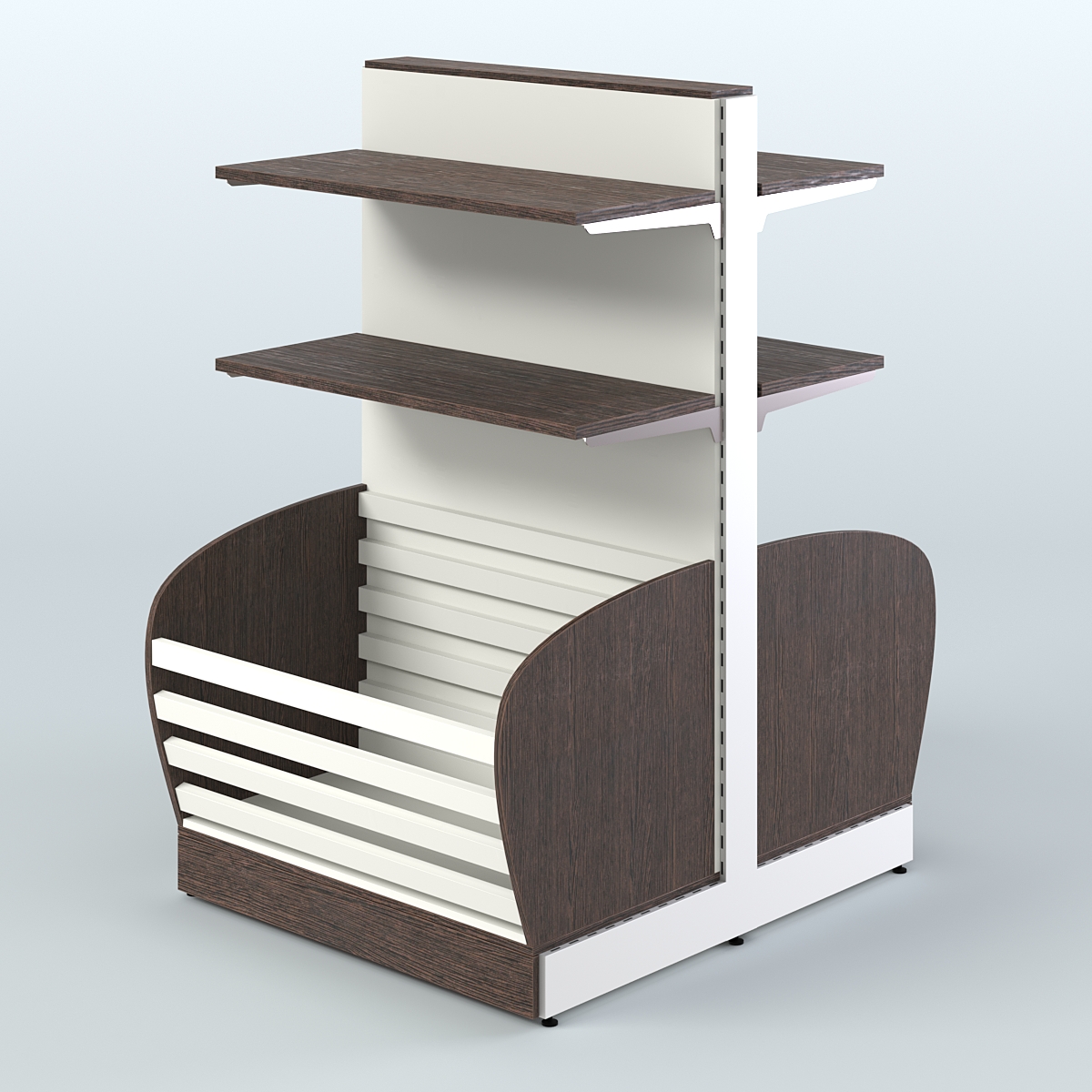 Островной низкий стеллаж для хлеба и выпечки Феникс №6 Дуб Венге + Белый