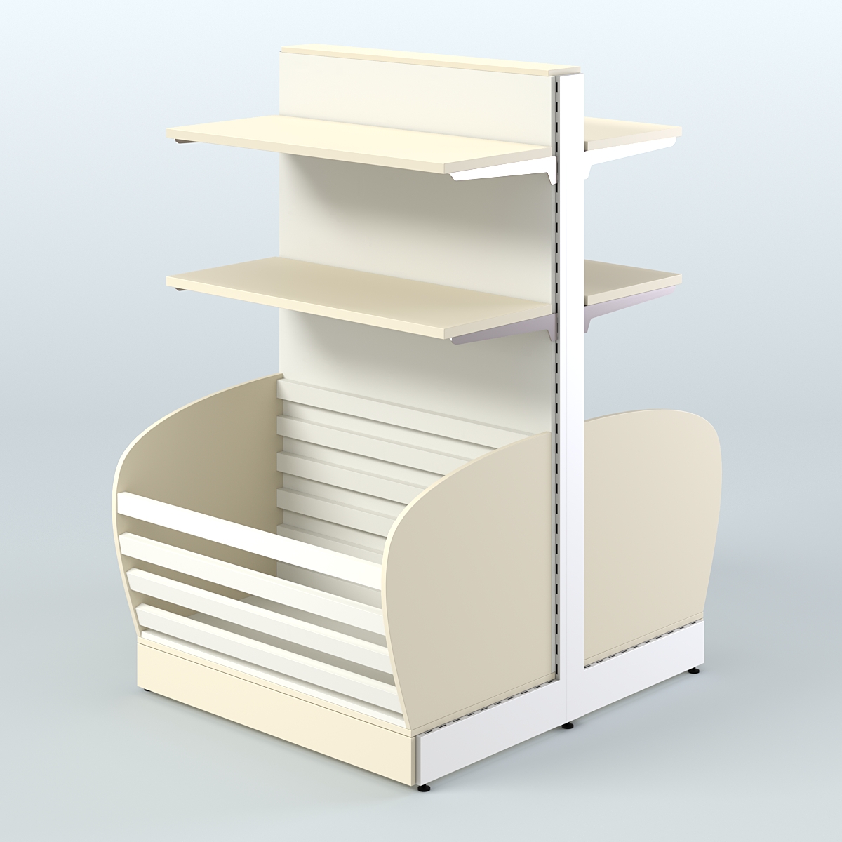 Островной низкий стеллаж для хлеба и выпечки Феникс №6 Крем Вайс + Белый