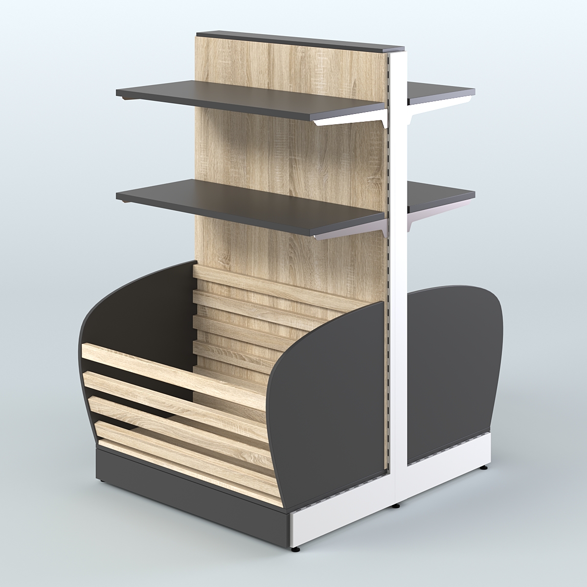 Островной низкий стеллаж для хлеба и выпечки Феникс №6 Черный + Дуб Сонома