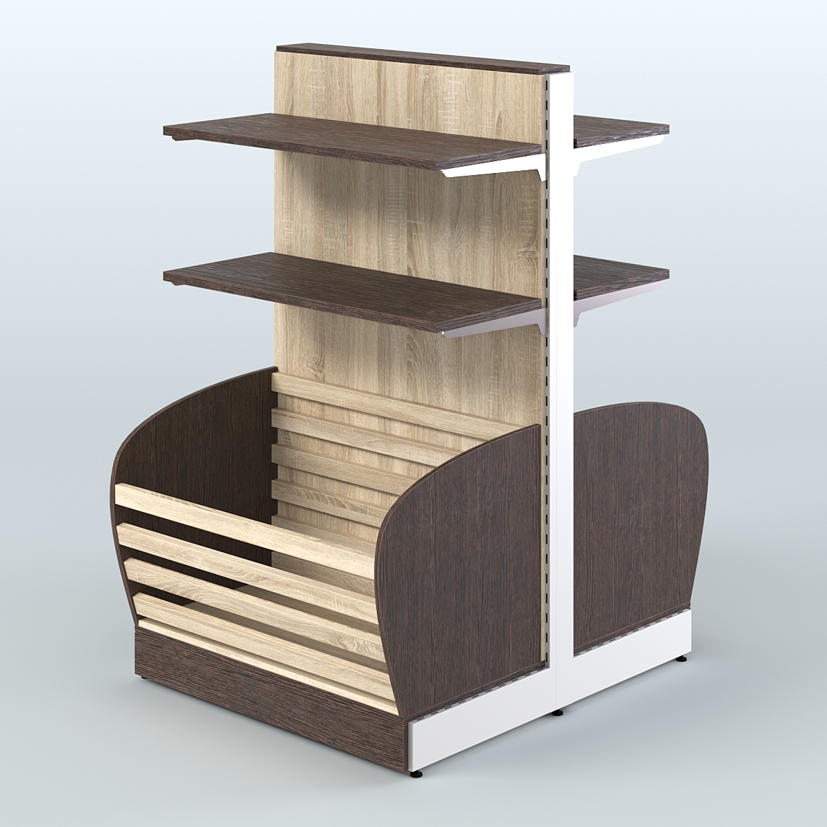 Островной низкий стеллаж для хлеба и выпечки Феникс №6 Дуб Венге + Дуб Сонома