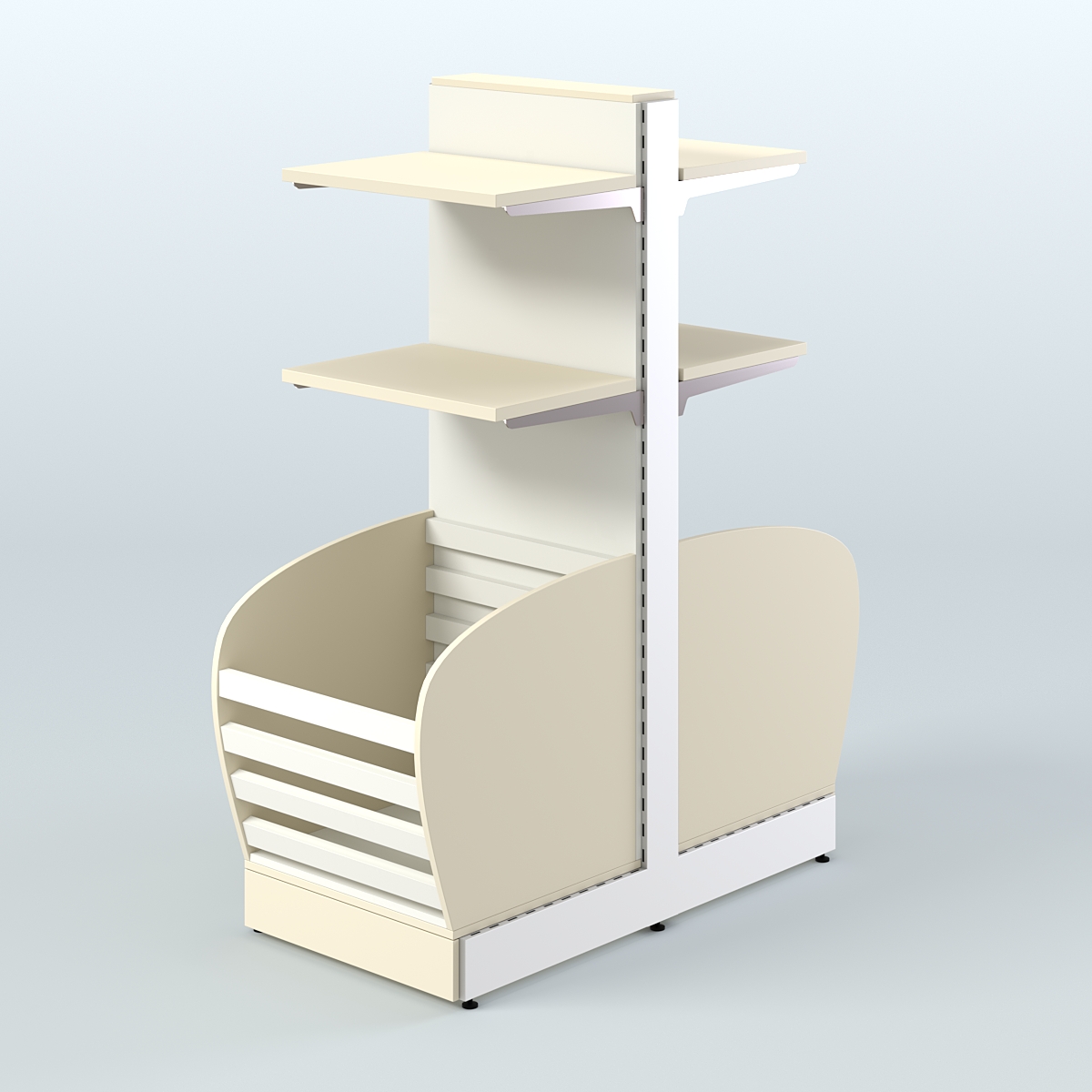 Островной низкий стеллаж для хлеба и выпечки Феникс №8 Крем Вайс + Белый