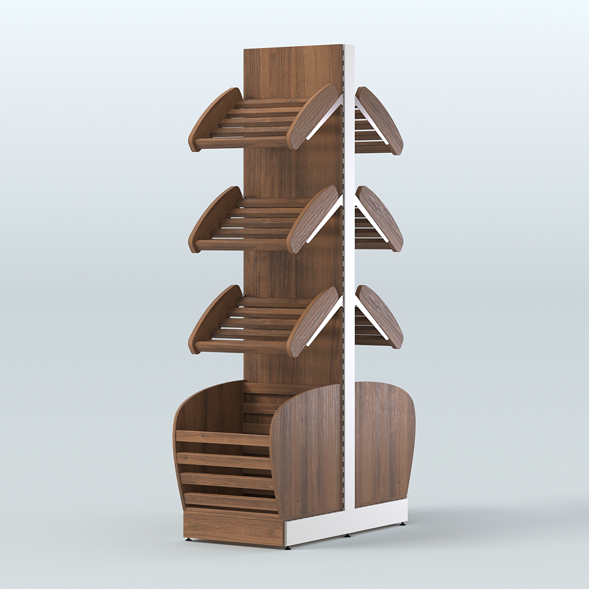 Островной высокий стеллаж для хлеба и выпечки Феникс №7 Орех