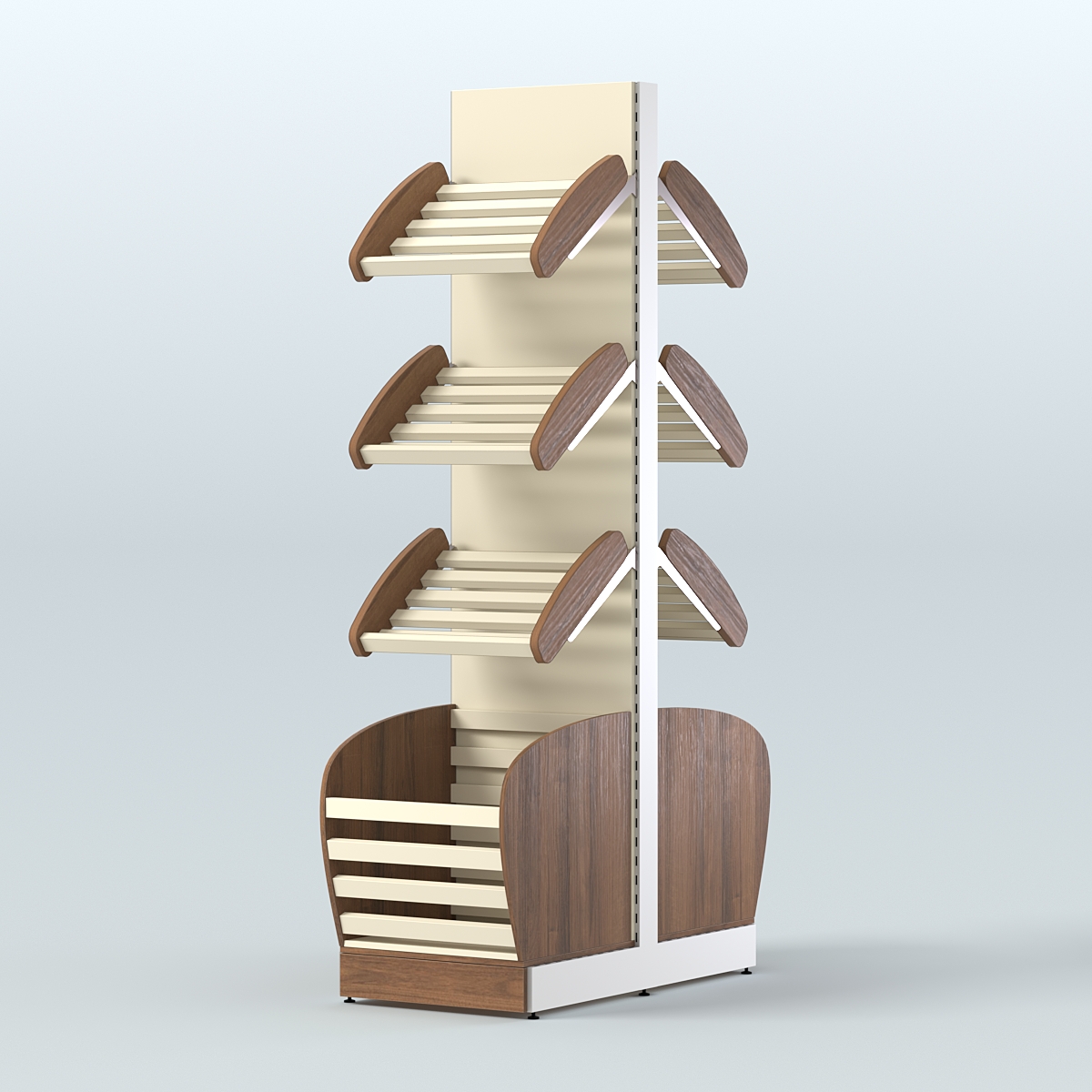 Островной высокий стеллаж для хлеба и выпечки Феникс №7 Орех + Крем Вайс