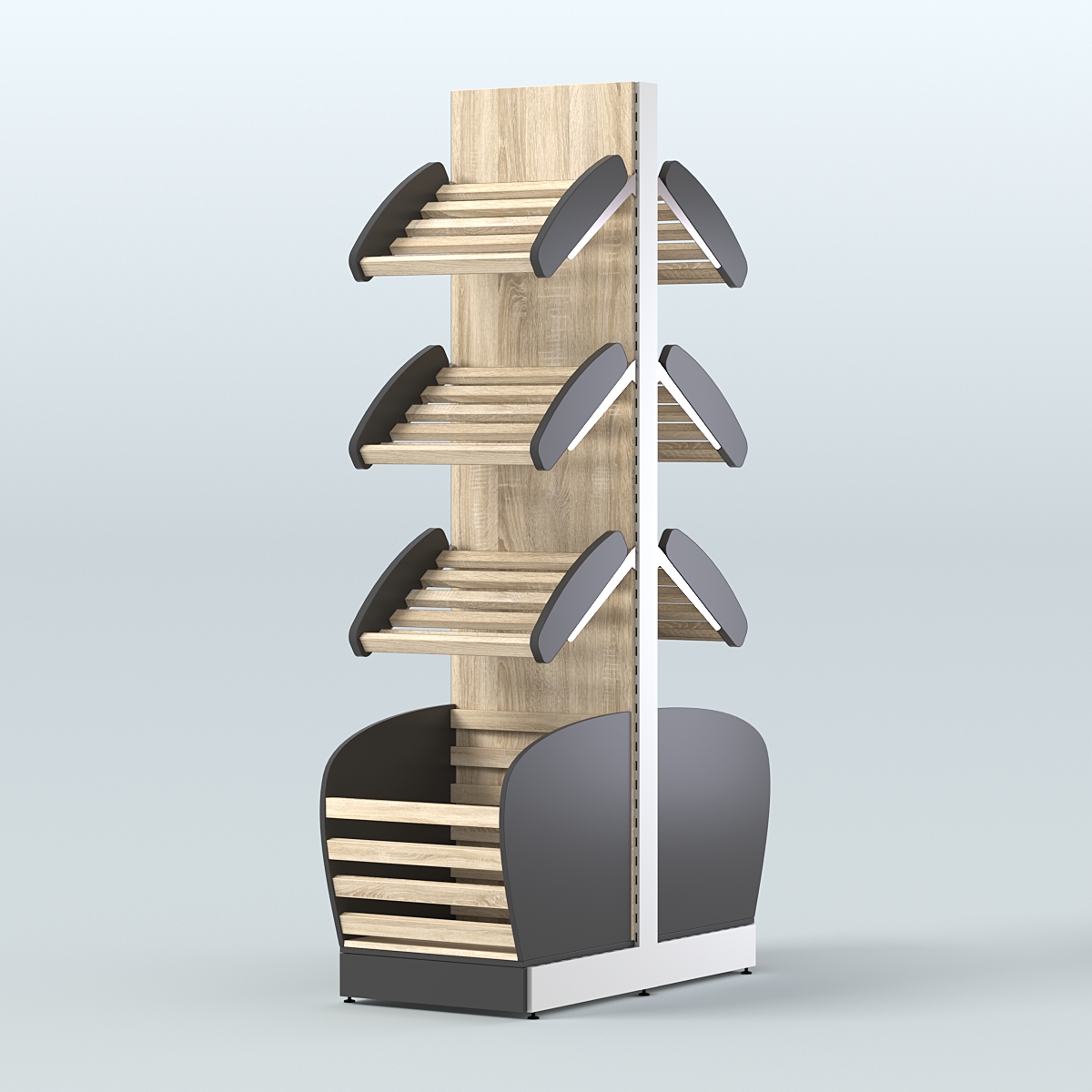 Островной высокий стеллаж для хлеба и выпечки Феникс №7 Черный + Дуб Сонома