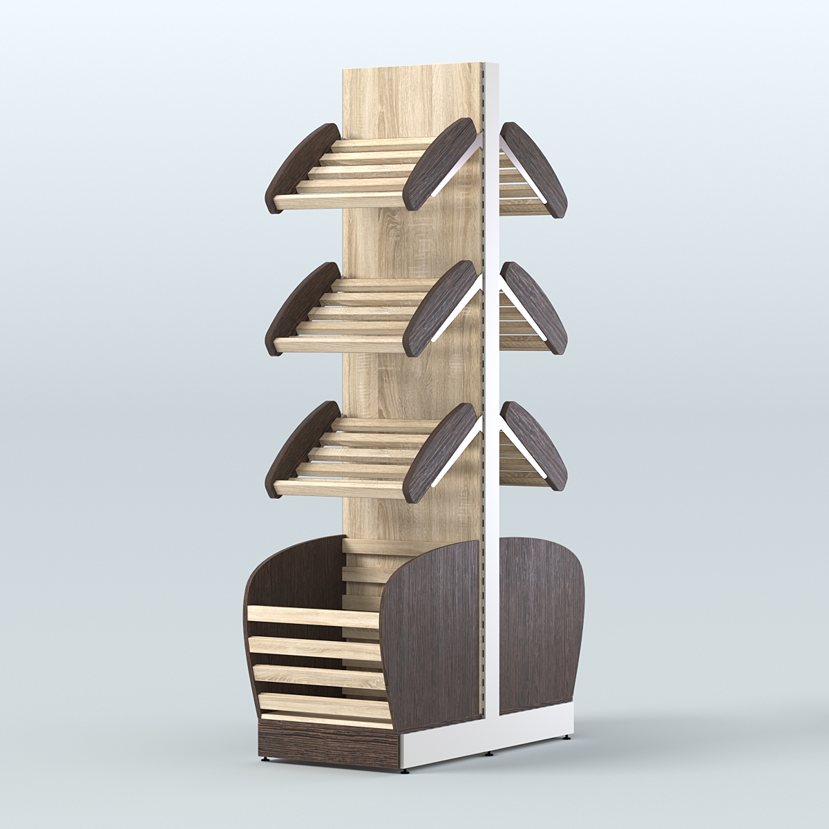 Островной высокий стеллаж для хлеба и выпечки Феникс №7 Дуб Венге + Дуб Сонома