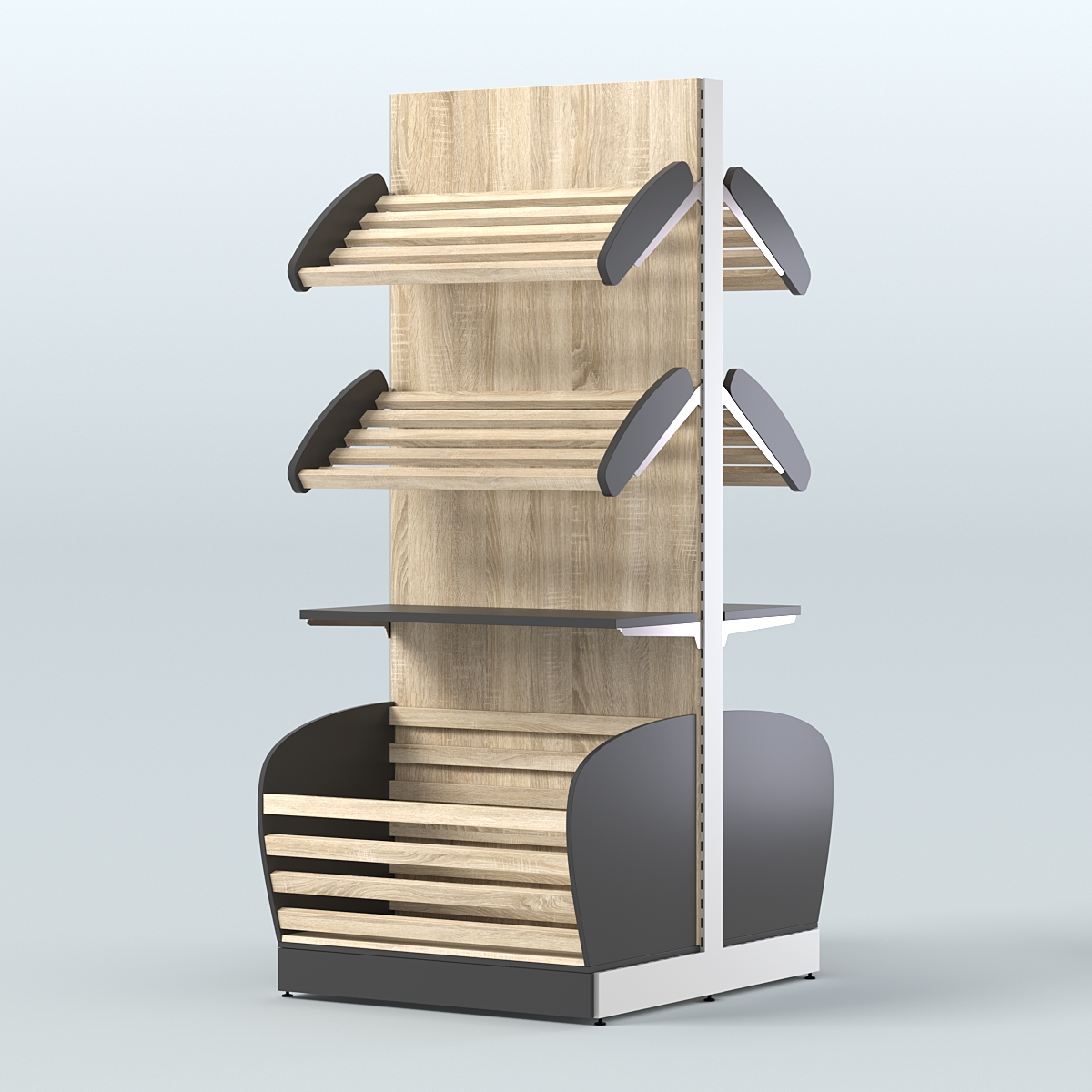 Островной высокий стеллаж для хлеба и выпечки Феникс №10 Черный + Дуб Сонома