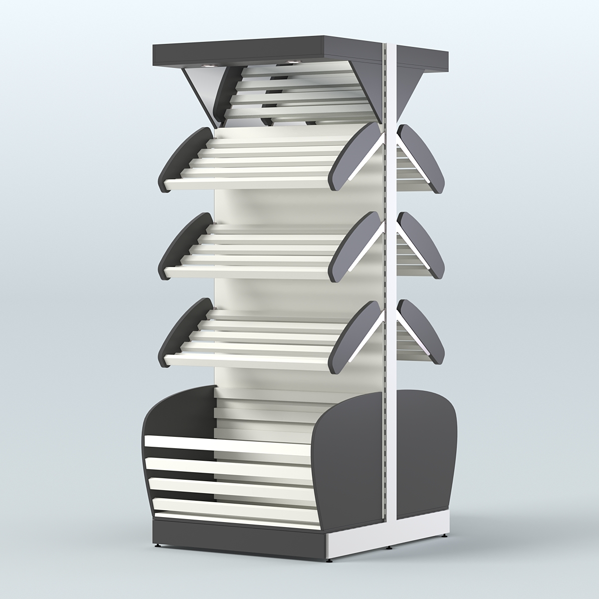 Островной высокий стеллаж для хлеба и выпечки Феникс №4 Черный и Белый