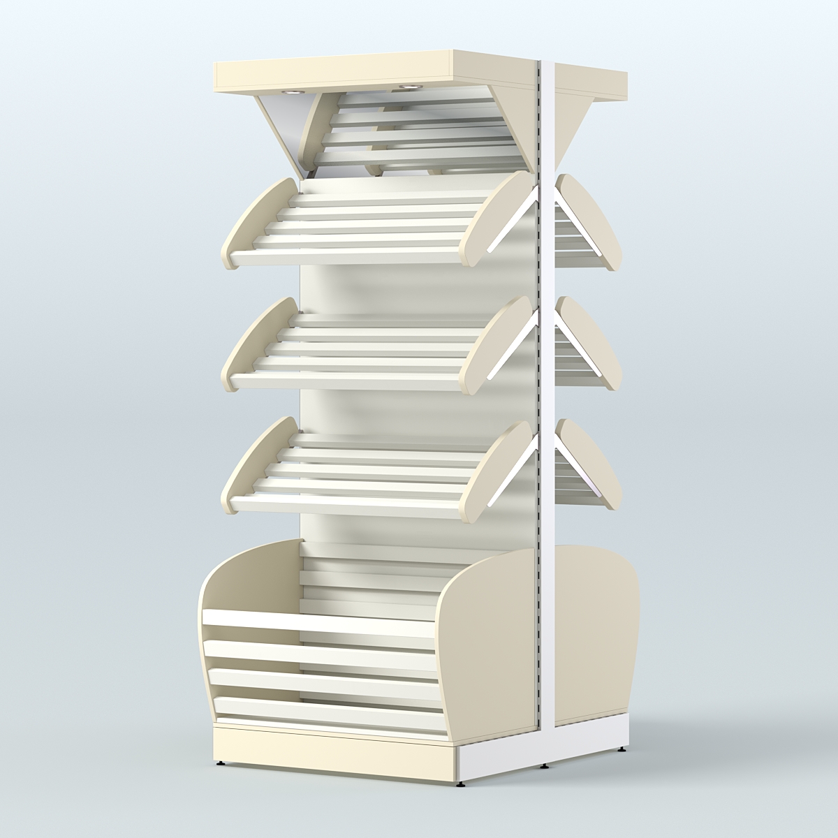 Островной высокий стеллаж для хлеба и выпечки Феникс №4 Крем Вайс + Белый