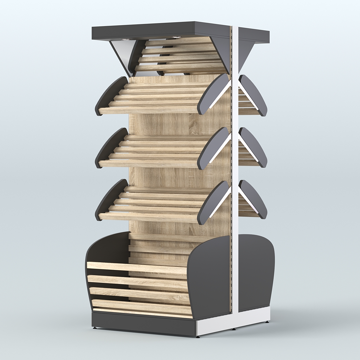 Островной высокий стеллаж для хлеба и выпечки Феникс №4 Черный + Дуб Сонома