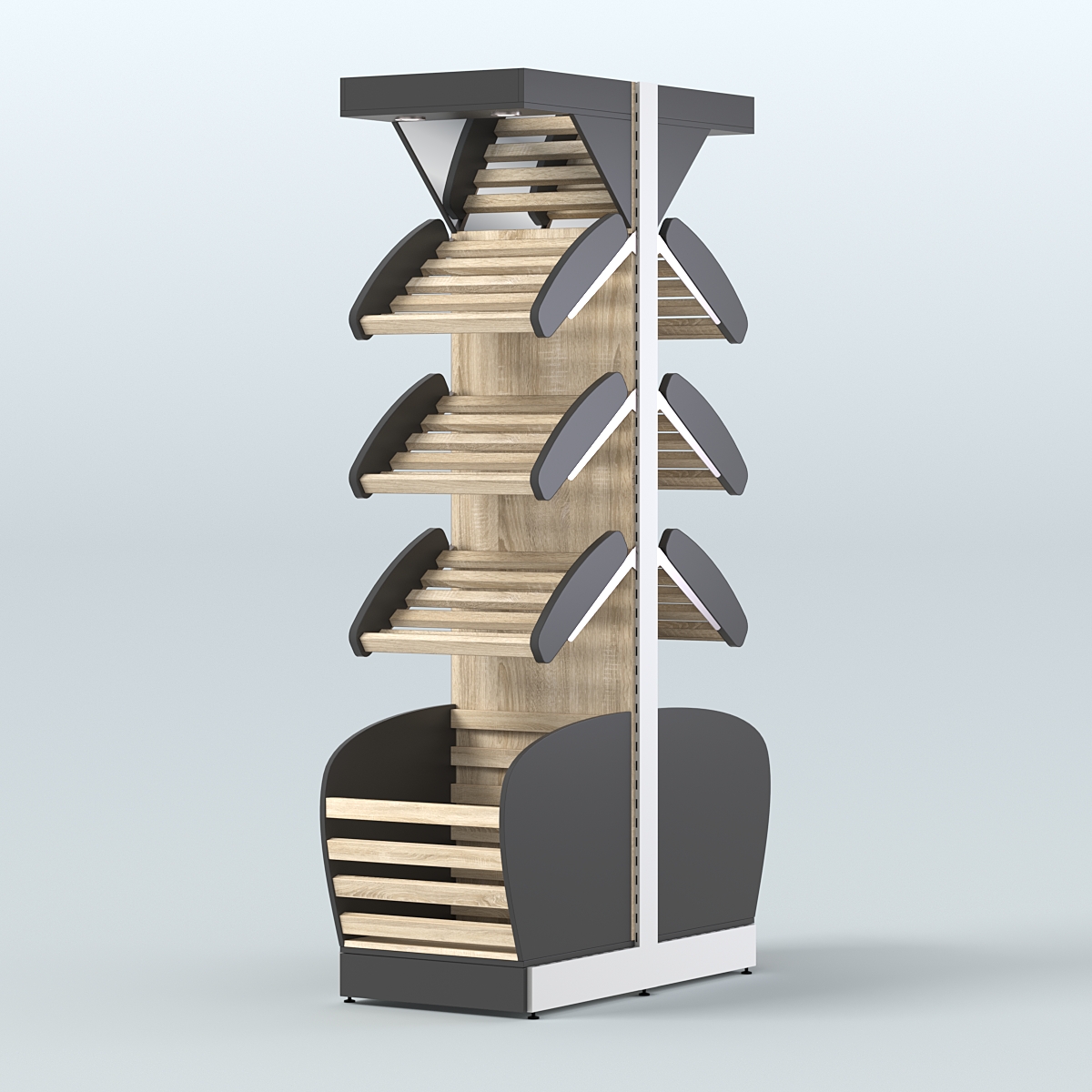 Островной высокий стеллаж для хлеба и выпечки Феникс №5 Черный + Дуб Сонома