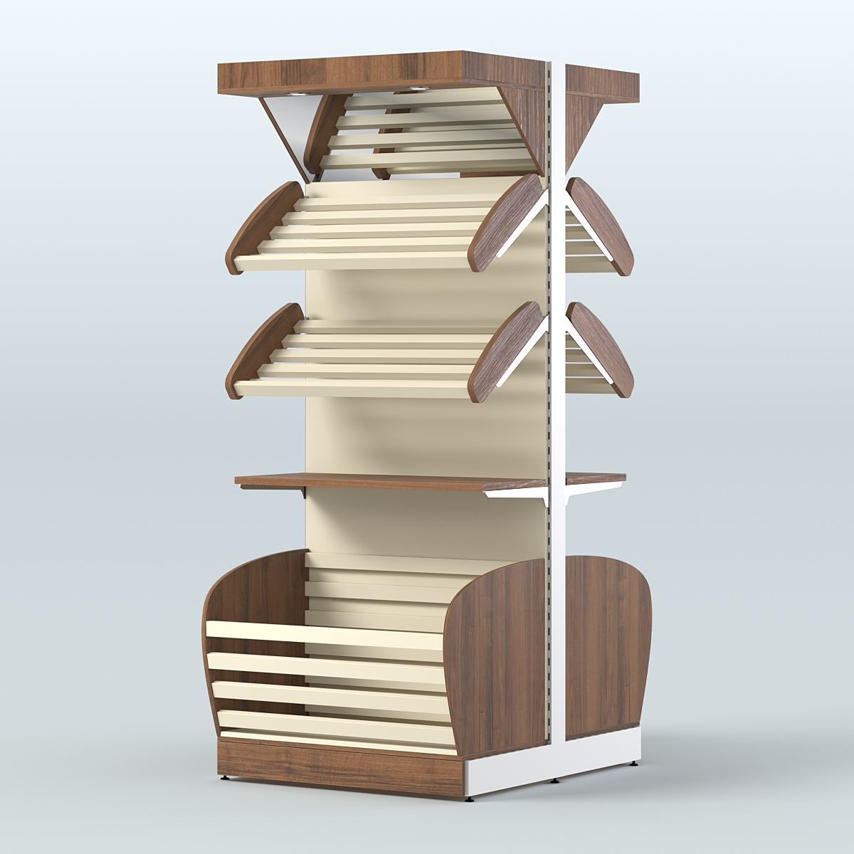 Островной высокий стеллаж для хлеба и выпечки Феникс №11 Орех + Крем Вайс