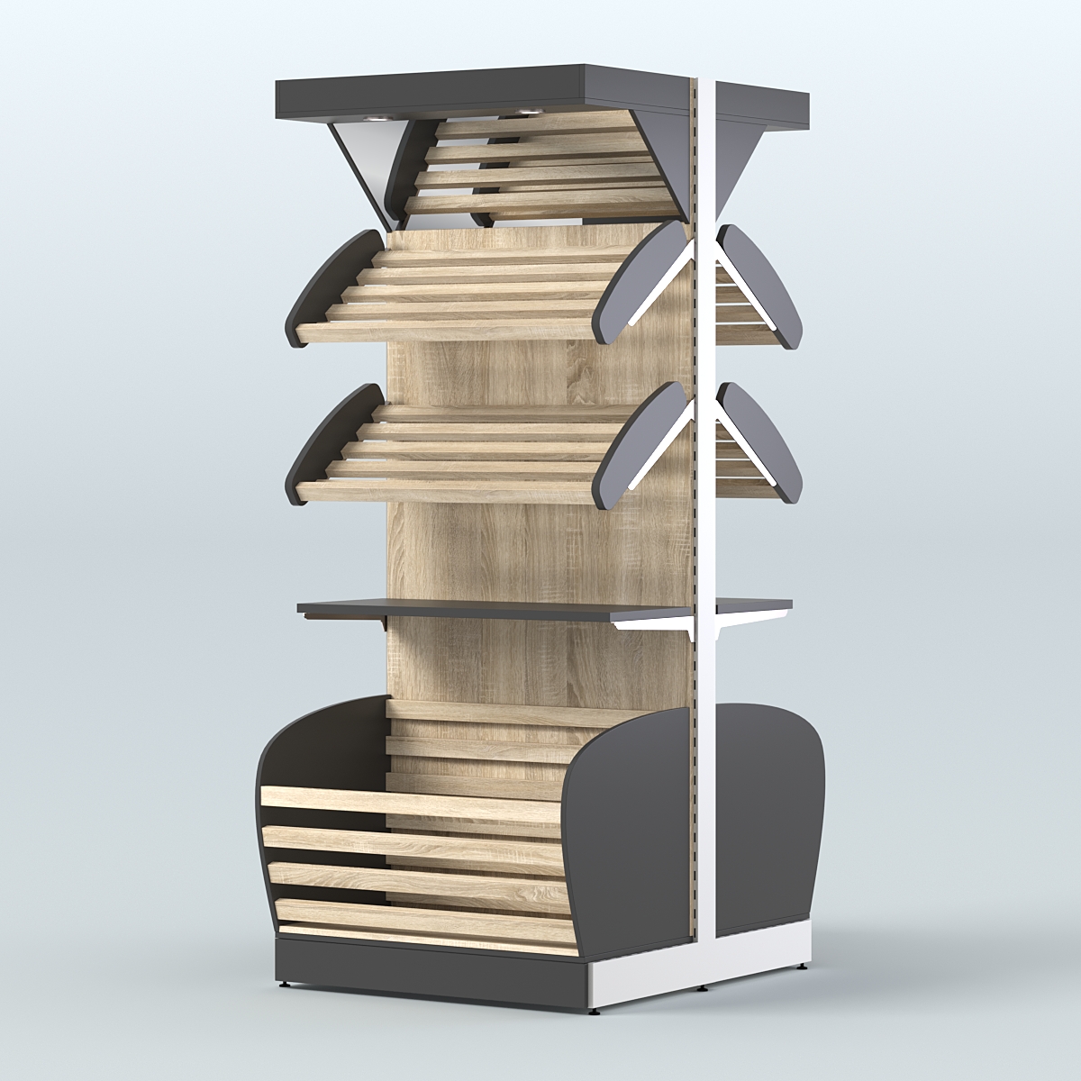 Островной высокий стеллаж для хлеба и выпечки Феникс №11 Черный + Дуб Сонома