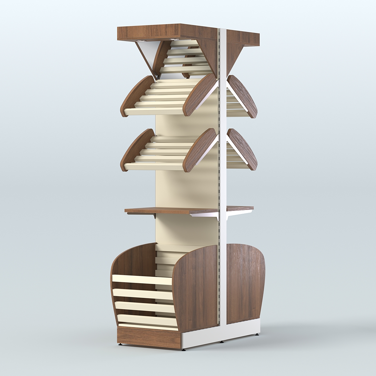Островной высокий стеллаж для хлеба и выпечки Феникс №11 Орех + Крем Вайс