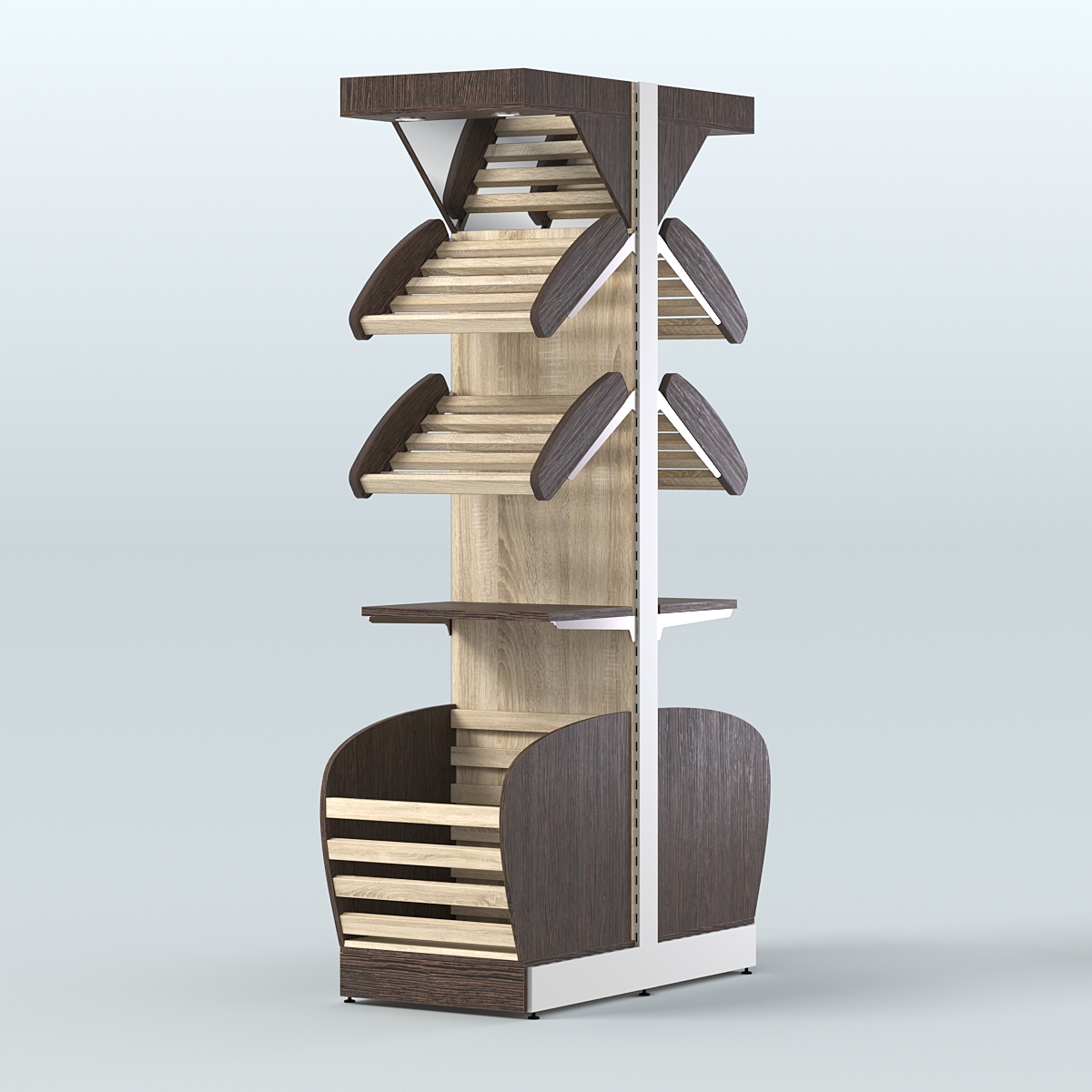 Островной высокий стеллаж для хлеба и выпечки Феникс №11 Дуб Венге + Дуб Сонома