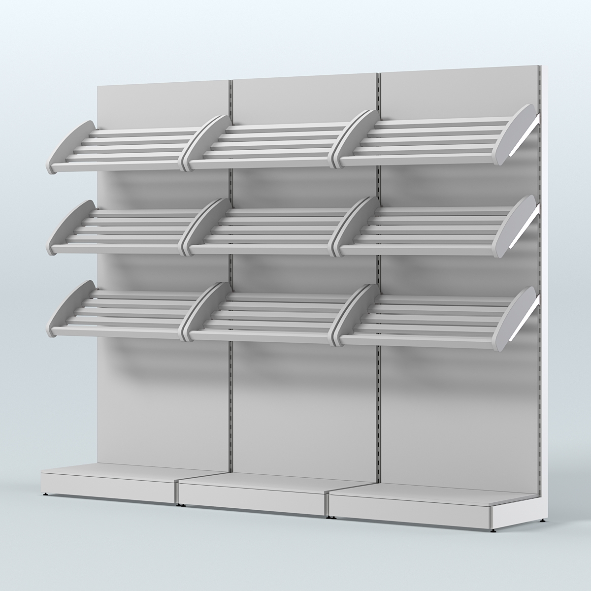 Стеллаж для хлеба и выпечки с тремя наклонными полками трех-секционный СХНП-03 Серый