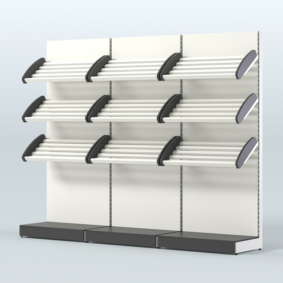 Стеллаж для хлеба и выпечки с тремя наклонными полками трех-секционный СХНП-03 Черный и Белый