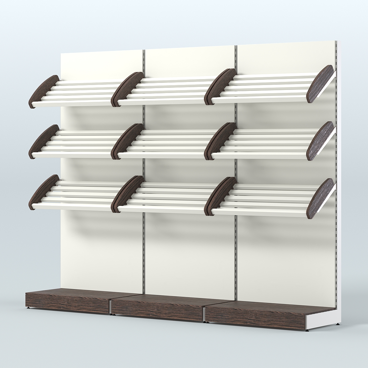 Стеллаж для хлеба и выпечки с тремя наклонными полками трех-секционный СХНП-03 Дуб Венге + Белый